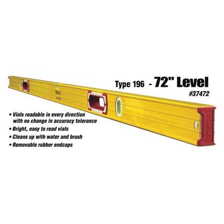 Box Level 72 in.L Yellow by USA Stabila Box I Beam & Torpedo Levels