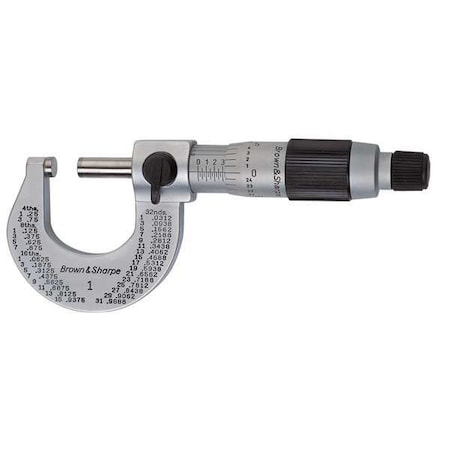 Outside Micrometer 0 to 1" 0.0001 by USA Brown & Sharpe Micrometers