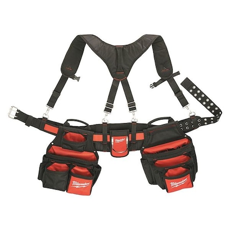 30 53" Contractor Tool Belt Red/Black Ballistic Nylon by USA Milwaukee Tool & Work Belts Aprons & Suspenders