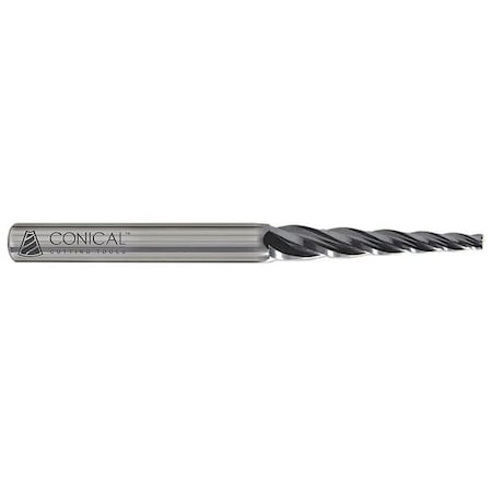 Tapered End Mill CBD 0.25in 4inL 3 FL RH by USA Conical Tool Carbide End Mills