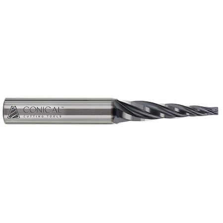Tapered End Mill CBD 0.078in 3in L 3 FL by USA Conical Tool Carbide End Mills