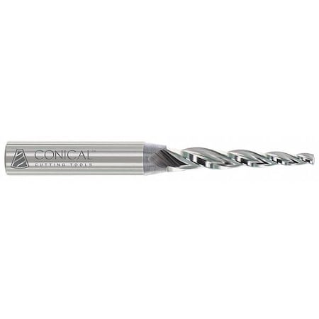 Tapered End Mill HSS 0.5in 8 1/2in L RH by USA Conical Tool High Speed Steel End Mills
