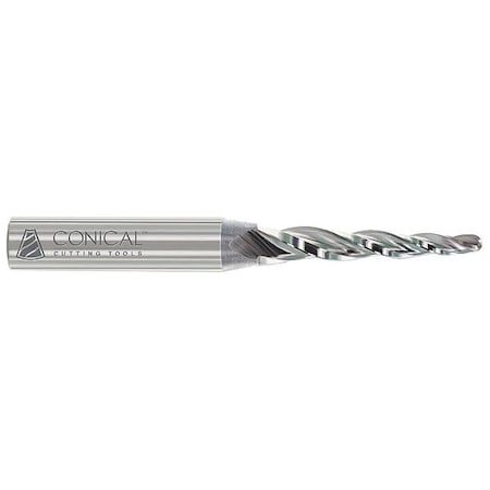 Tapered End Mill Ball End HSS 0.625in RH by USA Conical Tool High Speed Steel End Mills
