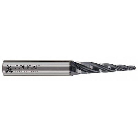 Tapered End Mill Ball End CBD 0.063in RH by USA Conical Tool Carbide End Mills