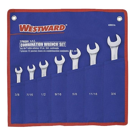 Combo Wrench Set Antislip 3/8 3/4 in 7Pc Type 4JMC2 by USA Westward Combination Wrench Sets