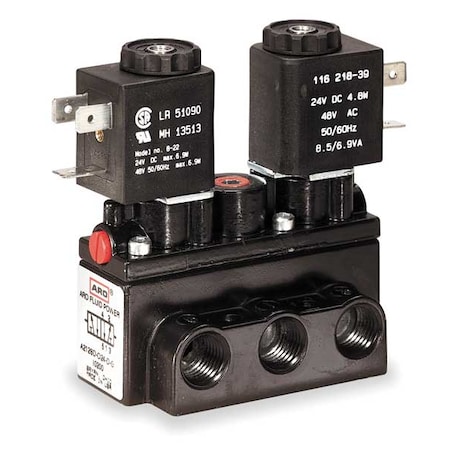 Solenoid Air Control Valve 1/4 In 24VDC Type A212SD 024 L by USA ARO Pneumatic Solenoid Air Control Valves
