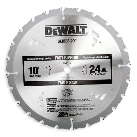 Circular Saw Bld Crbde 10 In 24 Teeth Type DW3112 by USA Dewalt Circular Power Saw Blades