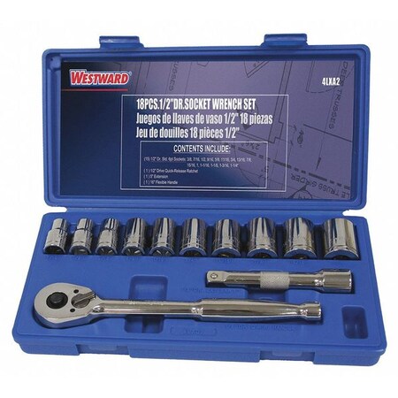 Socket Wrench Set SAE 1/2 in. Dr 12 pc by USA Westward Socket Sets