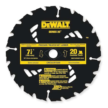 Crclr Saw Bld Crbde 7 1/4 In 20 Teeth by USA Dewalt Circular Power Saw Blades