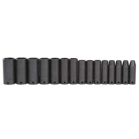 Impact Socket Set 1/2 In Dr 15 pc Type J74117 by USA Proto Socket Sets