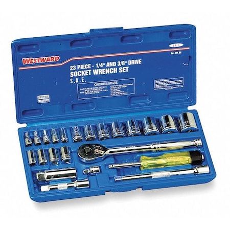 Socket Wrench Set Met 1/4" 3/8" Dr 23 pc by USA Westward General Hand Tool Kits
