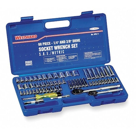 Socket Wrench Set 1/4" 3/8" Dr 60 pc by USA Westward General Hand Tool Kits