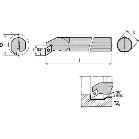 Index Bore Bar Steel S12S SDUCR 3 by USA Ingersoll Indexable Boring Bars