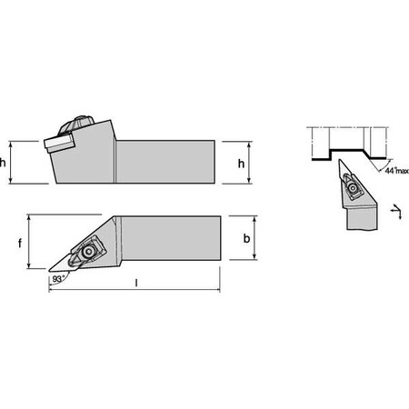 External Turning Holder TVJNR16 3D by USA Ingersoll Indexable Boring Bars