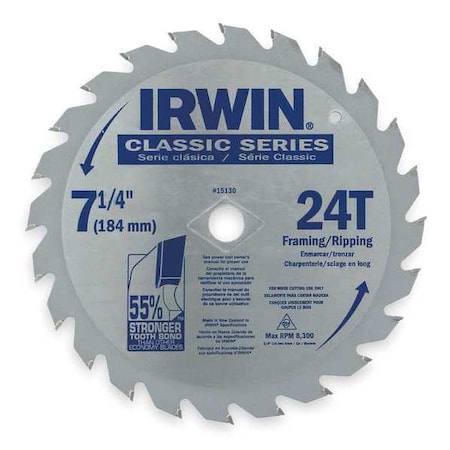 Crclr Saw Bld Crbde 7 1/4 In 24 Teeth Type 15130 by USA Irwin Circular Power Saw Blades