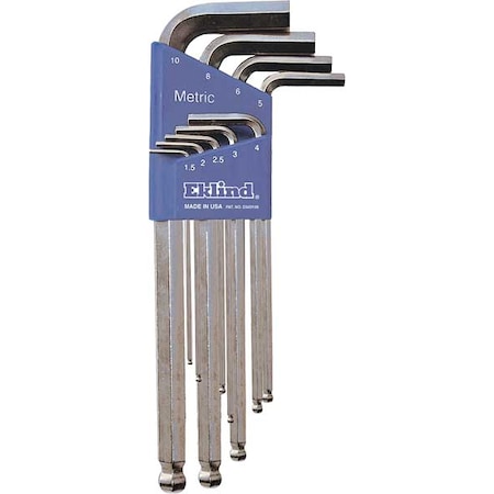 Ball End Hex Key Set Pieces 9 M7 Type 13709 by USA Eklind Hex Key Sets