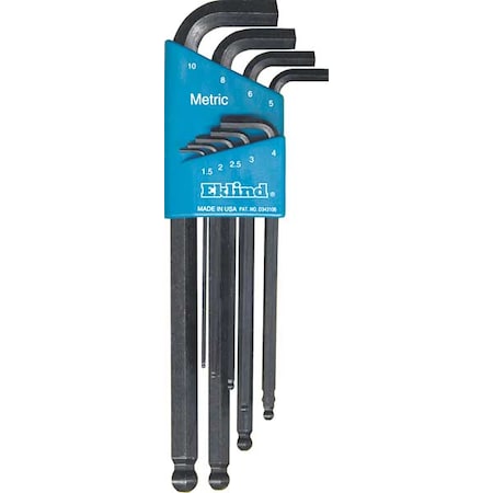 Ball End Hex Key Set Pieces 9 M7 Type 13509 by USA Eklind Hex Key Sets