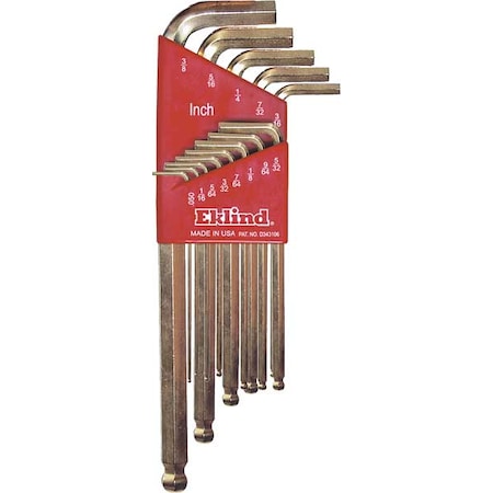 Ball End Hex Key Set Pieces 13 S17 Type 13413 by USA Eklind Hex Key Sets
