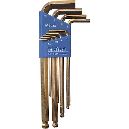 Ball End Hex Key Set Pieces 9 M7 Type 13809 by USA Eklind Hex Key Sets