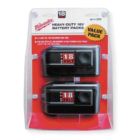 Battery Pack 18V 2.4Ah NiCd PK2 by USA Milwaukee Cordless Power Tool Accessories