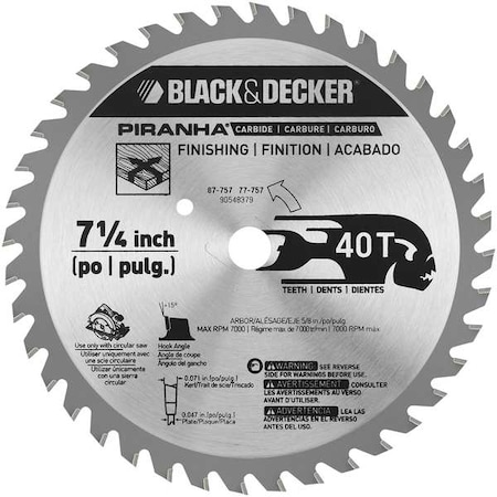 Crclr Saw Bld Crbde 7 1/4 In 18 Teeth Type 77 717 by USA Black & Decker Circular Power Saw Blades