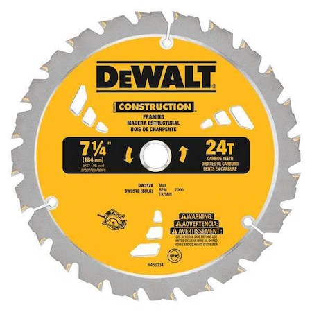 Circular Saw Blade 7 1/4 In 24T PK10 by USA Dewalt Circular Power Saw Blades