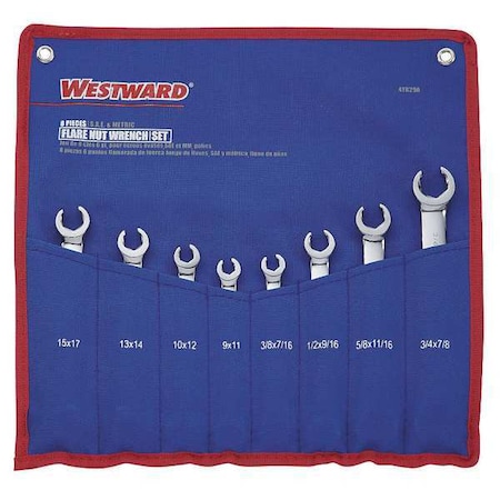 Flare Nut Wrench Set 8 Pieces 6 Pts by USA Westward Combination Wrench Sets