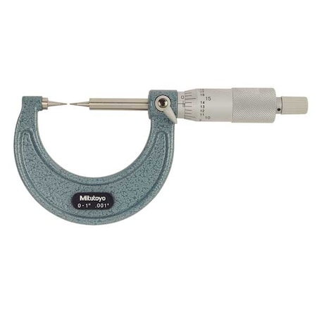 Point Micrometer 0 1 In 15 Deg Carbide by USA Mitutoyo Micrometers