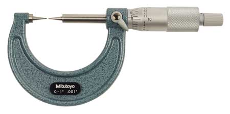 Mitutoyo Point Micrometer 0 1 In 15 Deg Steel Technical Info