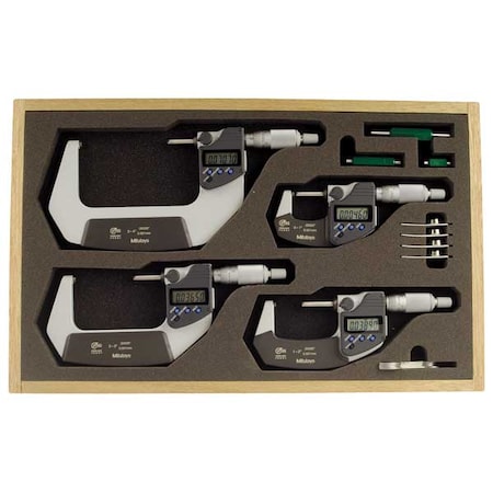 Micrometer Set 0 4In 0.00005In 4Pc by USA Mitutoyo Micrometer Sets