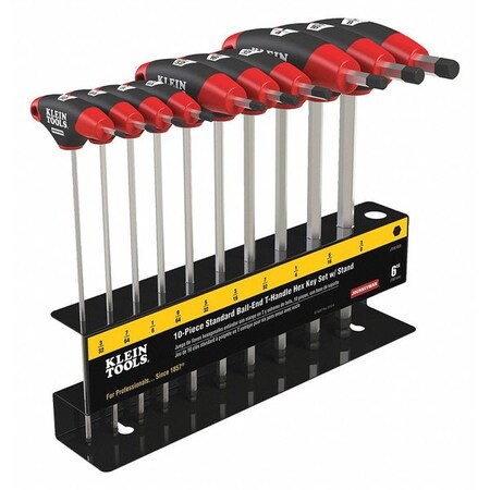 10 pc Journeyman T Handle Set with Stand Type JTH610EB by USA Klein Hex Keys