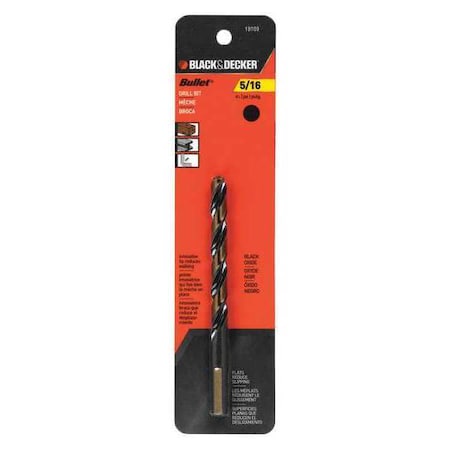 Bullet Drill Bit HSS 5/16 in PK2 Min. Qty 5 by USA Black & Decker Pilot Point Drill Bits