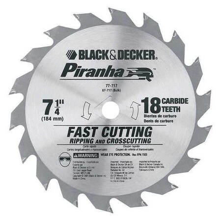Piranha Saw Blades 7 1/4 in 18 Teeth Min. Qty 25 by USA Black & Decker Circular Power Saw Blades