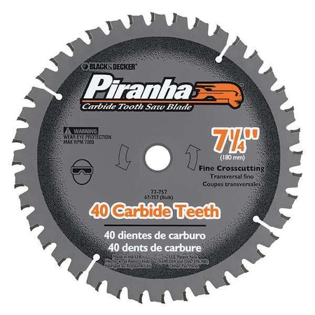 Piranha Saw Blades 7 1/4 in 40 Teeth Min. Qty 3 by USA Black & Decker Circular Power Saw Blades