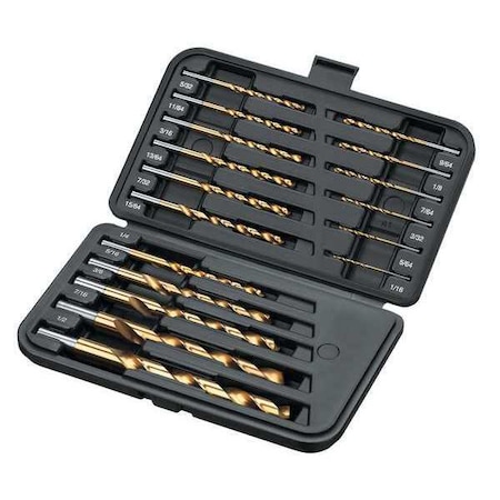Titanium Drill Bit Set 135 Deg 17 pcs. Min. Qty 3 by USA Black & Decker Pilot Point Drill Bits