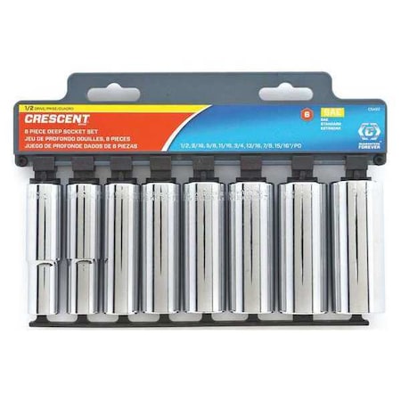 Metric Deep Socket Set 8pc. 1/2in by USA Crescent Socket Sets