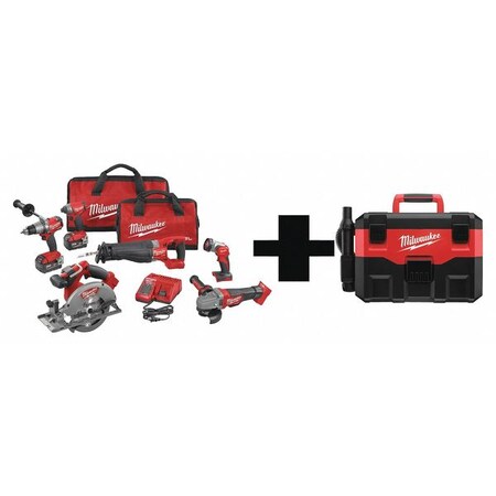 Cordless Combo Kit 18.0 V 7 Tools 2 Batt by USA Milwaukee Cordless Power Tool Combination Kits