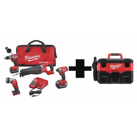 Cordless Combo Kit 18.0 V 5 Tools 2 Bat by USA Milwaukee Cordless Power Tool Combination Kits