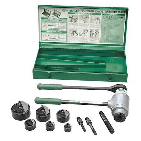 Ratchet Punch Driver Kit W/ 3 Studs Case by USA Greenlee Knockout & Hole Punches
