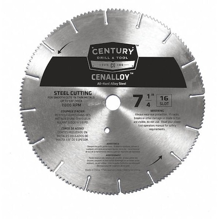 Iron/Steel Slotted Saw Blade 7 1/4 in 16 by USA Century Drill & Tool Circular Power Saw Blades