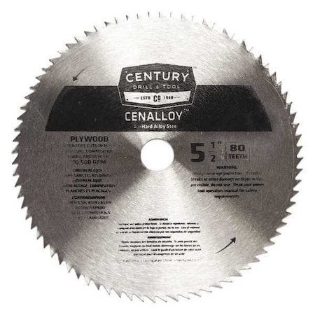 Plywood Circular Saw Blade 5 1/2 in. 80T by USA Century Drill & Tool Circular Power Saw Blades