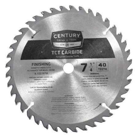 Carbide Fin.ishing Blade Tct 7 1/4in 40T by USA Century Drill & Tool Circular Power Saw Blades