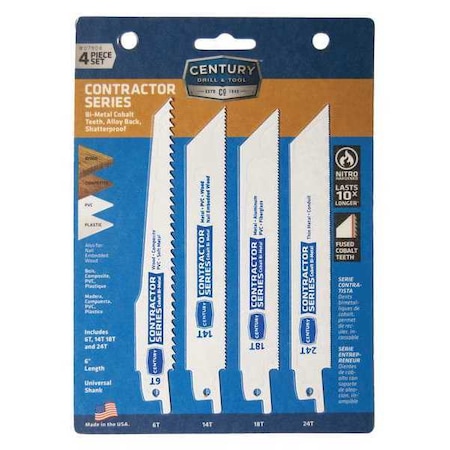 Contractor Bi Metal Recip Blade 4Pc Set by USA Century Drill & Tool Reciprocating Power Saw Blades