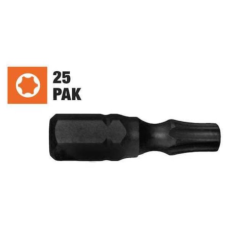 Impact Star Screwdriver Bit T25 1in 25Pk by USA Century Drill & Tool Screwdriver Bits
