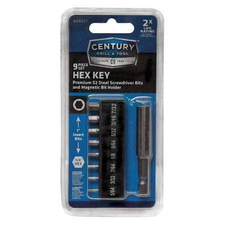 Hex Key Screw Driving Bit 7 Pc Set by USA Century Drill & Tool Hex Key Sets