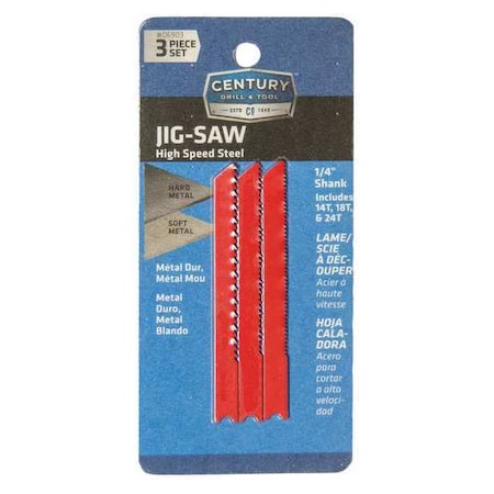 High Speed Steel Jigsaw 3Pc Set by USA Century Drill & Tool Power Jig Saw Blades