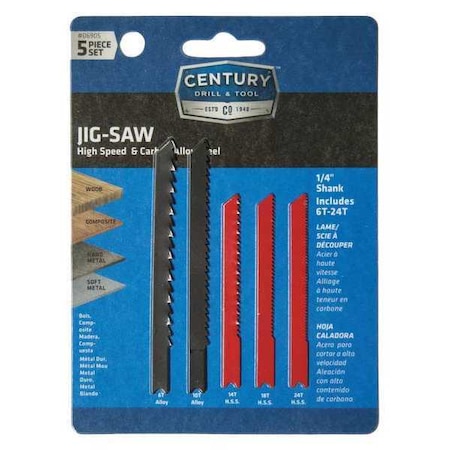 Jig Saw Blade Set 5 Pc by USA Century Drill & Tool Power Jig Saw Blades