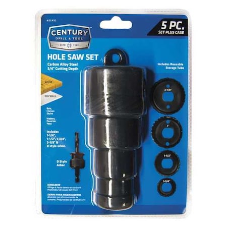 Carbon Hole Saw Set 5 Pcs. by USA Century Drill & Tool Hole Saws & Cutters