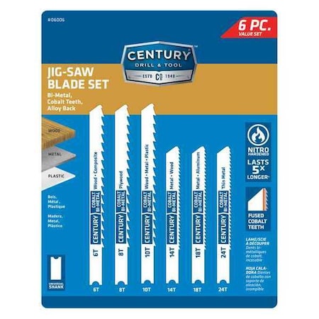 Bi Metal Jigsaw 6 Pc by USA Century Drill & Tool Power Jig Saw Blades