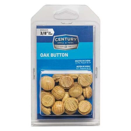 Oak Button 3/8 in. 24 Pack by USA Century Drill & Tool Drill Accessories